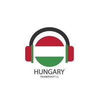 vetor de bandeira de fone de ouvido Hungria no fundo branco.