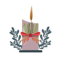 cartão de natal com lindas velas e folhas vetor