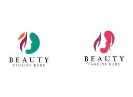 design de logotipo de mulher de beleza com emblema de círculo vetor