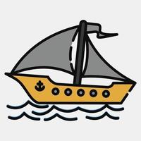 navio de vela de ícone. elementos de transporte. ícones no estilo de linha preenchida. bom para impressões, cartazes, logotipo, sinal, propaganda, etc. vetor