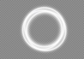 redemoinho branco claro. efeito de luz curva da linha branca. semicírculo de reflexo de vetor de luz branca de luxo abstrato e efeito de luz de faísca. portal de círculo branco luminoso. png pódio, plataforma, mesa.