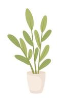 planta em vaso com objeto de vetor de cor semiplana de folhas verdes. elementos editáveis. itens de tamanho completo em branco. ilustração de estilo de desenho animado simples para cuidar de plantas domésticas para design gráfico e animação na web