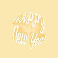 tipografia amarela feliz ano novo, para decoração de cartão vetor