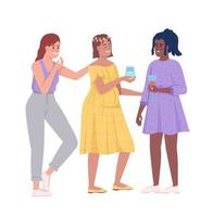 mulher grávida com personagens de vetores de cores semi planas de amigos. figuras editáveis. pessoas de corpo inteiro em branco. evento de chá de bebê ilustração simples de estilo cartoon para web design gráfico e animação