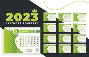 design de calendário de mesa de mesa para o ano novo 2023 com cor gradiente verde moderna vetor