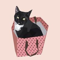 gato preto na bolsa vetor