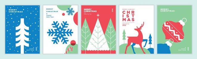 feliz Natal e Feliz Ano Novo. conjunto de ilustrações vetoriais para plano de fundo, cartão de felicitações, cartão de convite de festa, banner de site, banner de mídia social, material de marketing. vetor