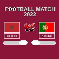 marrocos vs portugal copa de futebol 2022 vetor de fundo de modelo vermelho para programação ou jogo de resultados quartas de final