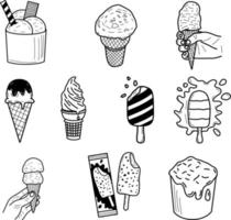 doodle desenhado à mão de sorvete vetor