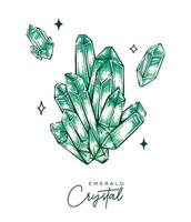 vetor de ilustração mineral de quartzo esmeralda desenho de pedra preciosa de cristal colorido