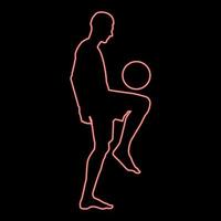 jogador de futebol neon fazendo malabarismo com a bola com o joelho ou enfiando a bola no pé ícone da silhueta cor vermelha ilustração vetorial imagem estilo simples vetor