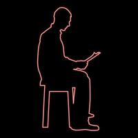 neon homem sentado lendo conceito de silhueta aprendendo ícone de documento cor vermelha ilustração vetorial imagem estilo simples vetor