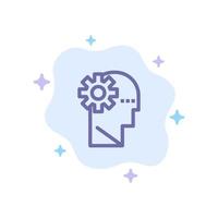processo do cérebro aprendendo o ícone azul da mente no fundo da nuvem abstrata vetor
