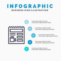 ícone de linha de câmera de vídeo básica de documento com fundo de infográficos de apresentação de 5 etapas vetor