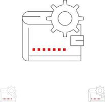 carteira dinheiro finanças dinheiro bolsa pessoal fazendo conjunto de ícones de linha preta fina e ousada vetor