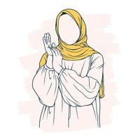 mulher muçulmana estilosa e moderna em ilustração vetorial de moda hijab arte de linha isolada para moda boutique vetor