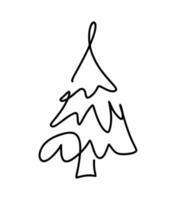 arte monoline da árvore do abeto do Natal do vetor. pinho de desenho contínuo de uma linha. design minimalista de ilustração para o conceito de tipo de natal e ano novo vetor