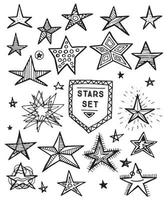 conjunto de estrelas desenhadas à mão. ilustração vetorial. vetor