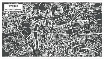 mapa da república chezh de praga em estilo retrô. vetor