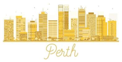 silhueta dourada do horizonte da cidade de Perth. vetor