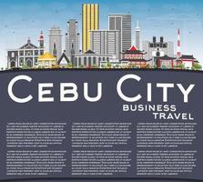 horizonte de filipinas da cidade de cebu com edifícios cinza, céu azul e espaço de cópia. vetor