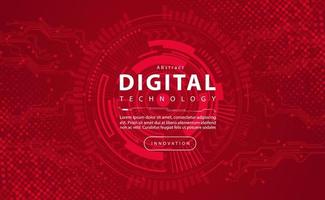 conceito de fundo vermelho de banner de tecnologia digital, efeito de luz de tecnologia de circuito, tecnologia cibernética abstrata, dados futuros de inovação, rede de internet, ai big data, conexão de pontos de linha, vetor de ilustração