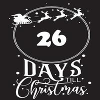 26 dias até o natal, logotipo preto simples com padrões brancos vetor