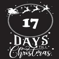 17 dias até o natal, logotipo preto simples com padrões brancos vetor