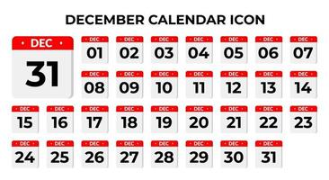 ícones do calendário de dezembro vetor