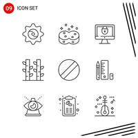 coleção de 9 ícones vetoriais em símbolos de contorno perfeitos de pixel de estilo de linha para web e sinais de ícone de linha móvel em fundo branco 9 ícones fundo criativo de ícone preto vetor