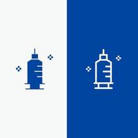 química medicina farmácia seringa linha e ícone sólido glifo banner azul linha e ícone sólido glifo banner azul vetor
