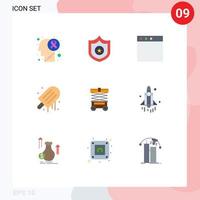 Pacote de cores planas de interface de usuário 9 de sinais e símbolos modernos de elevador empilhadeira mac elevador sorvete editável elementos de design vetorial vetor