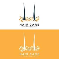 logotipo de cuidados com o cabelo, design de camada de couro cabeludo, ilustração de marca de salão de saúde vetor