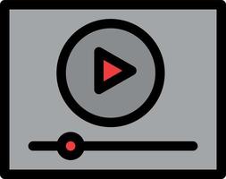 reprodução de vídeo modelo de banner de ícone de vetor de ícone de cor plana de marketing on-line