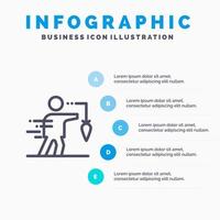 ícone de linha de objetivo falso extrínseco de negócios de aspiração com fundo de infográficos de apresentação de 5 etapas