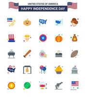 25 placas planas para o dia da independência dos eua, chapéu dos eua, dia dos estados, vaqueiro, editável, elementos de design do vetor do dia dos eua