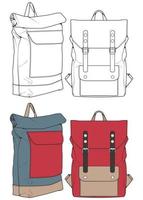 conjunto de ilustração vetorial de mochilas. mochilas para estudantes, viajantes e turistas. vetor