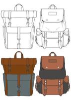 conjunto de ilustração vetorial de mochilas. mochilas para estudantes, viajantes e turistas. vetor