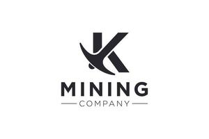 ilustração em vetor modelo de design de ícone de logotipo de mineração letra k