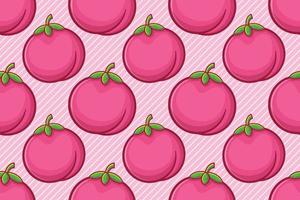 ilustração em vetor padrão sem costura de fruta pêssego rosa