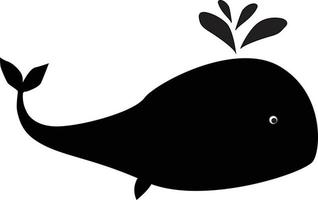 baleia com um ícone de fonte espirrando no fundo branco. sinal de baleia. animal, símbolo aquático. estilo plano. vetor
