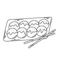 bolinho de massa japonês dango doodle ilustração vetor