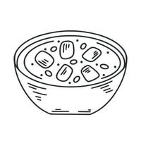 ilustração de rabisco simples de sopa de missô japonesa tradicional. comida asiática vetor