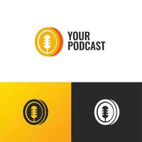 vetor de logotipo de podcast de moeda amarela