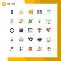 pacote de interface do usuário de 25 cores planas básicas de media player de diamante de casamento, elementos de design de vetores editáveis de livro aberto