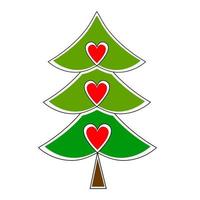 silhueta da árvore de Natal com enfeites. ilustração vetorial isolada no fundo branco, modelo de design, cartão de felicitações, convite. vetor