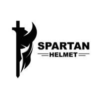 logotipo espartano, viking vetorial, bárbaro, design de capacete de guerra, ilustração de marca de produto vetor
