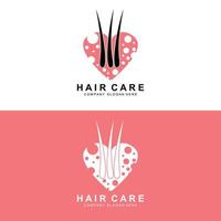 logotipo de cuidados com o cabelo, design de camada de couro cabeludo, ilustração de marca de salão de saúde vetor