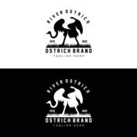 design de logotipo de avestruz, ilustração de animais do deserto, vivendo na floresta, produto de marca de camelo vetorial vetor