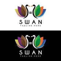 logotipo de cisne, design de animal de pássaro, logotipo de pato, vetor de rótulo de marca de produto